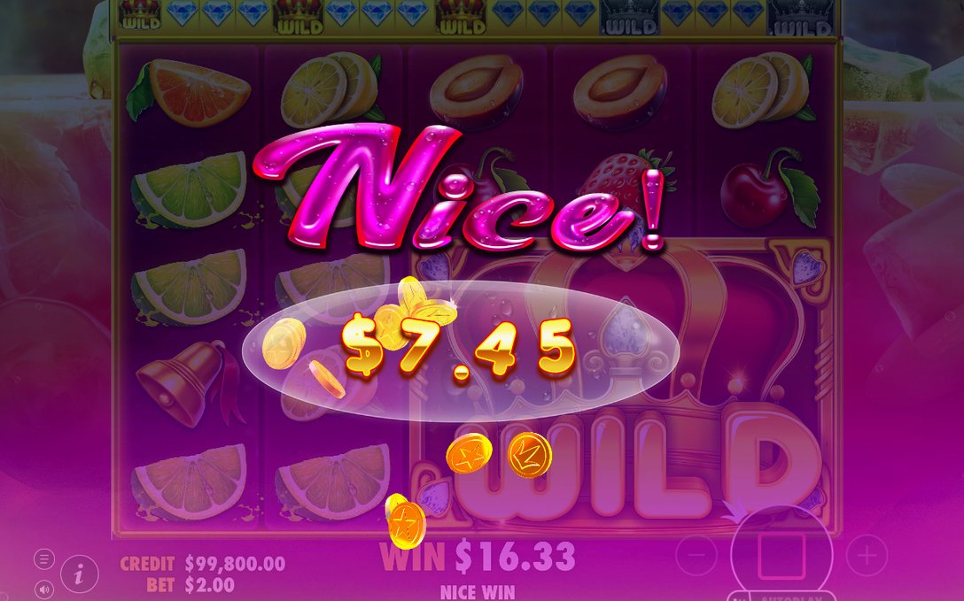 Second écran de gain, pour un tour de Juicy Fruits